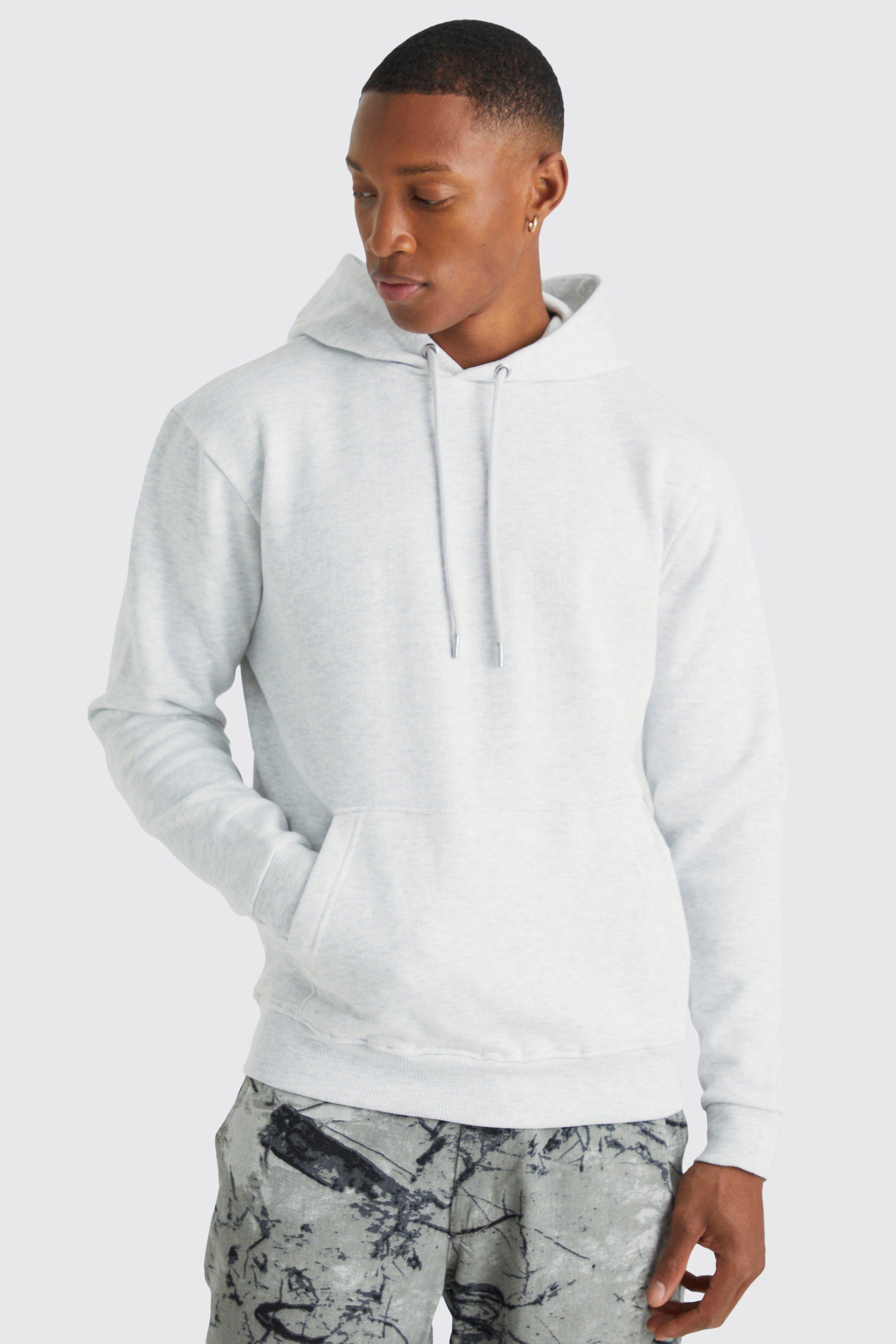 Mens slim on sale fit grey hoodie